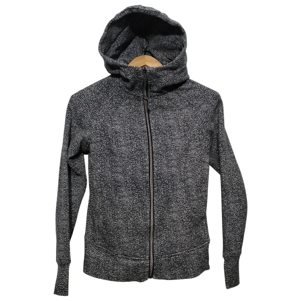 Lululemon Scuba Hoodie IVCurrents White Black Women's 4 Full Zip Jacket‎